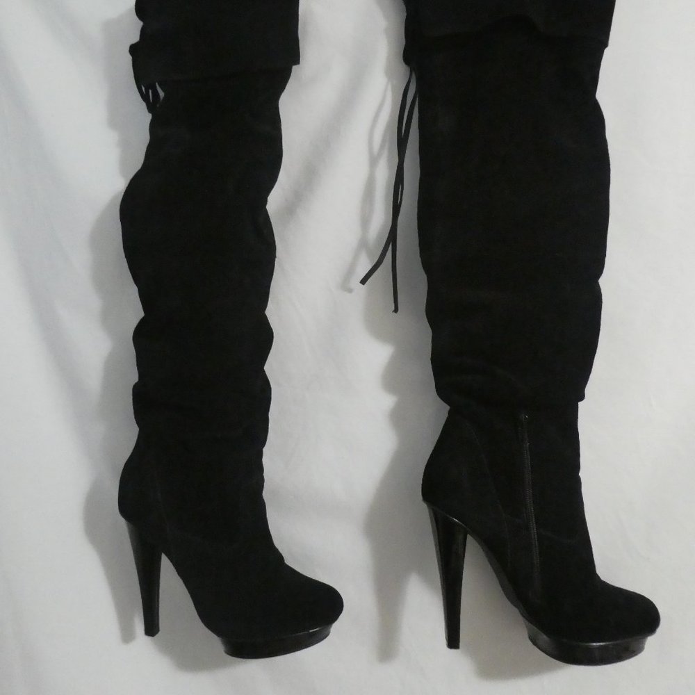 STEVE MADDEN | size 7.5 | Black Suede Stiletto Pirate Slouch Boot | Xenonn | GUC - Picture 11 of 14